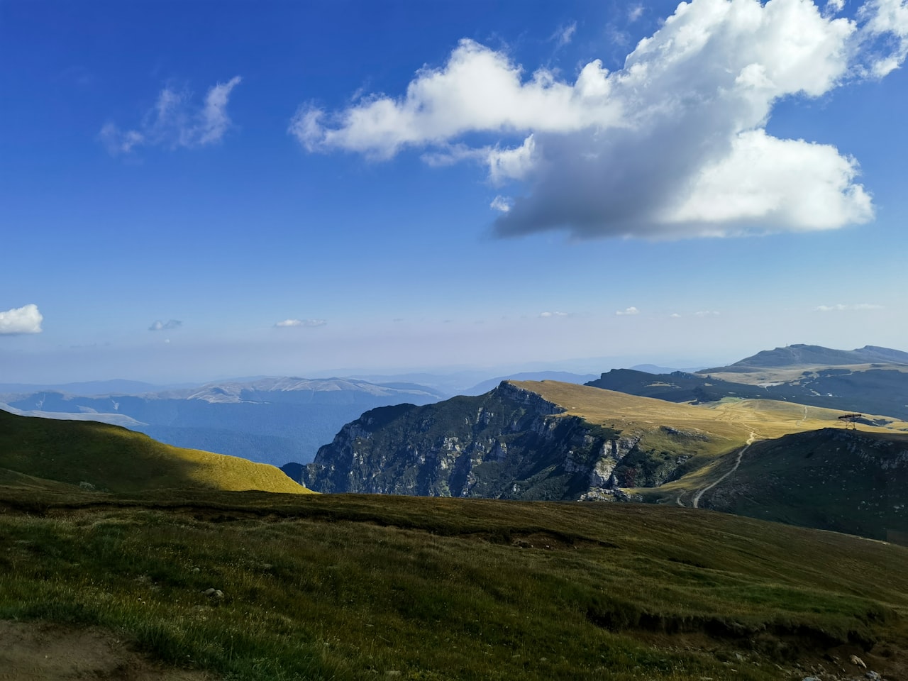 The Bucegi mountains under drifting clouds